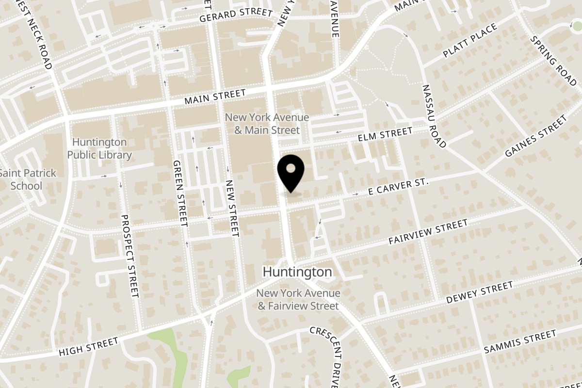 Map showing the location of Krave It Pizza & Sandwich Joint Huntington on 376 New York Avenue in Huntington
